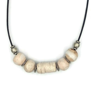 Necklace with handmade ceramic beads